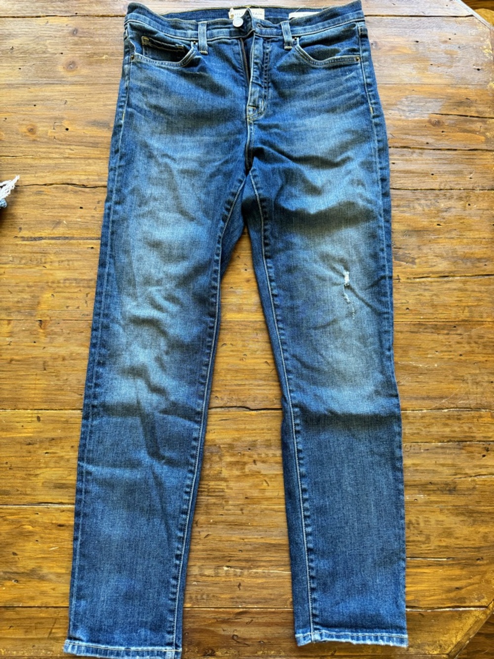 Nili Lotan Dark Blue Denim Jeans with Yellow Stitching